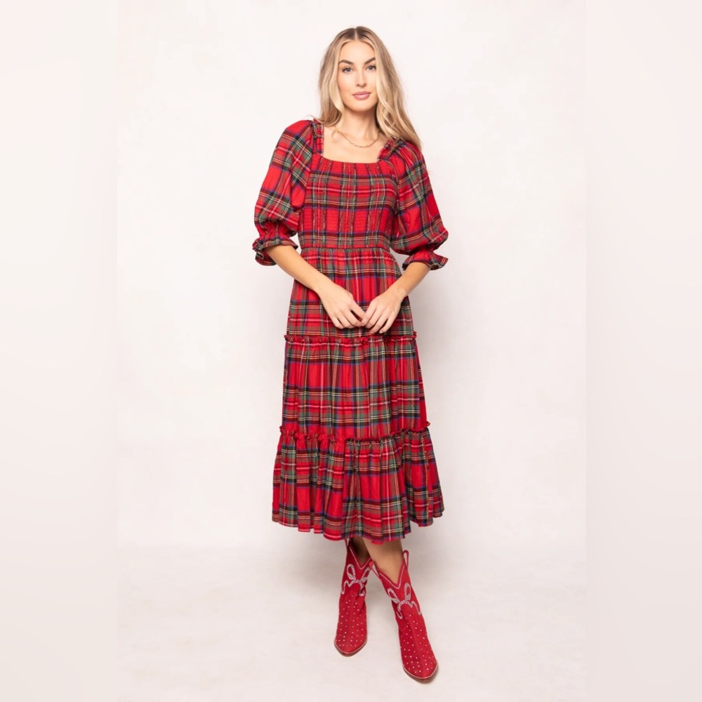 Ivy City Co Madeline in Holiday Plaid Dress